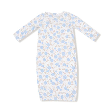BABY BLUE FLORAL BABY GOWN SET