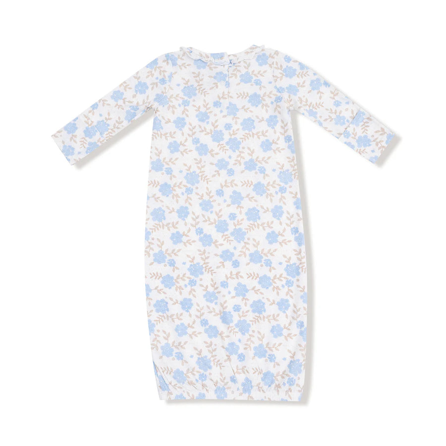 BABY BLUE FLORAL BABY GOWN SET