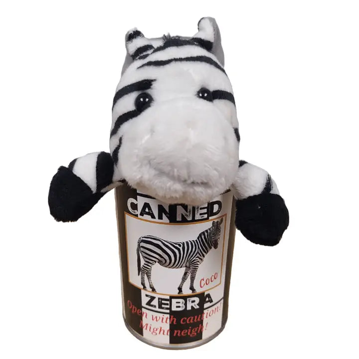 CANNED ZEBRA PLUSH W/JOKES