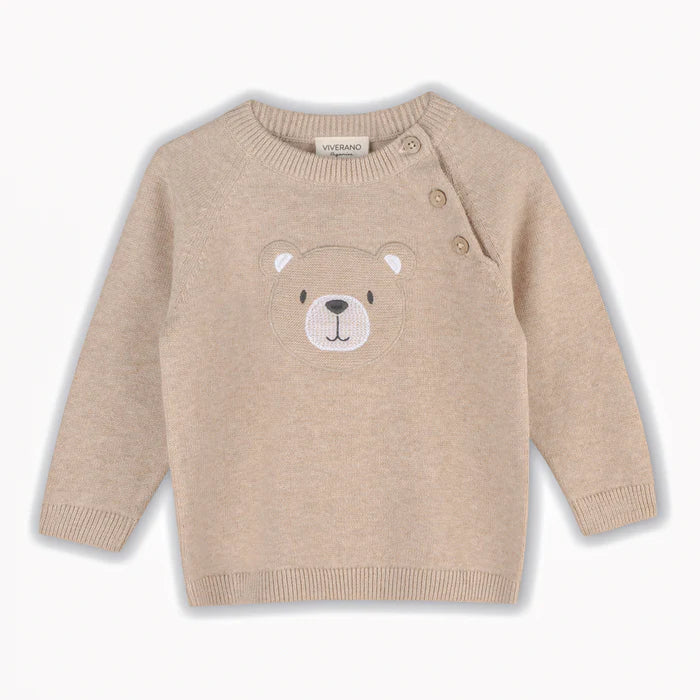 TEDDY BEAR APPLIQUE ORGANIC SWEATER KNIT SET