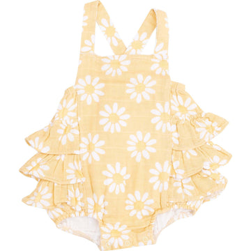 YELLOW MOD RUFFLE SUNSUIT