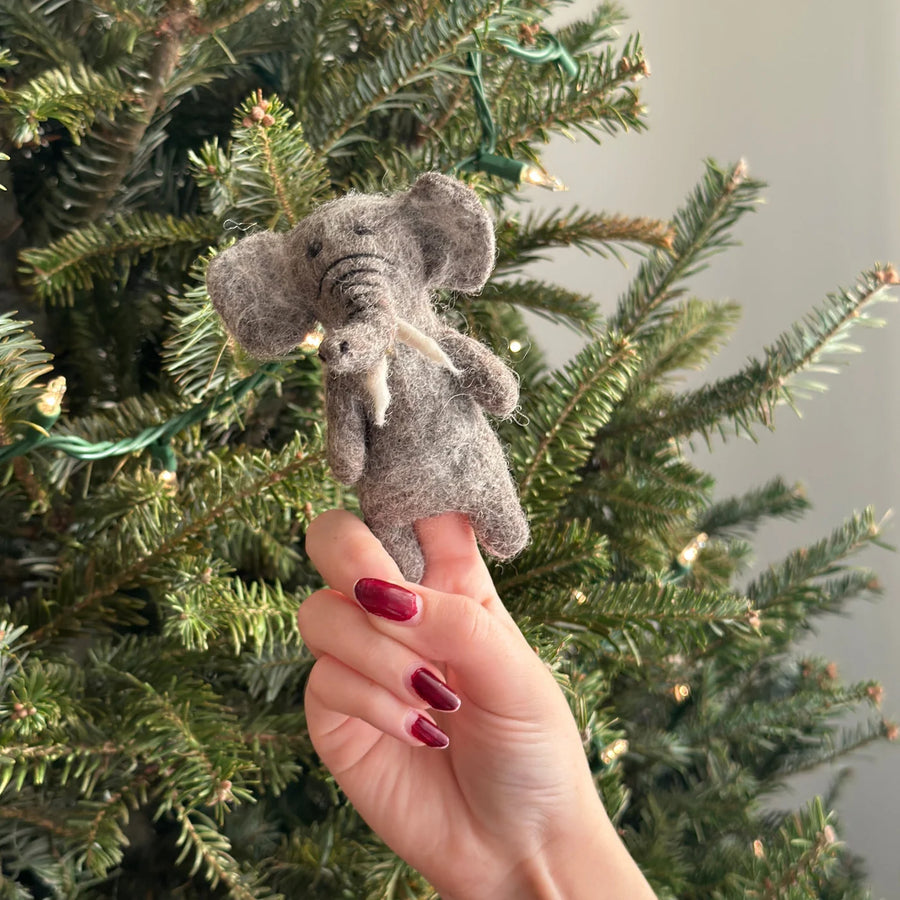 HANDMADE FELTED FINGER PUPPET ELEPHANT