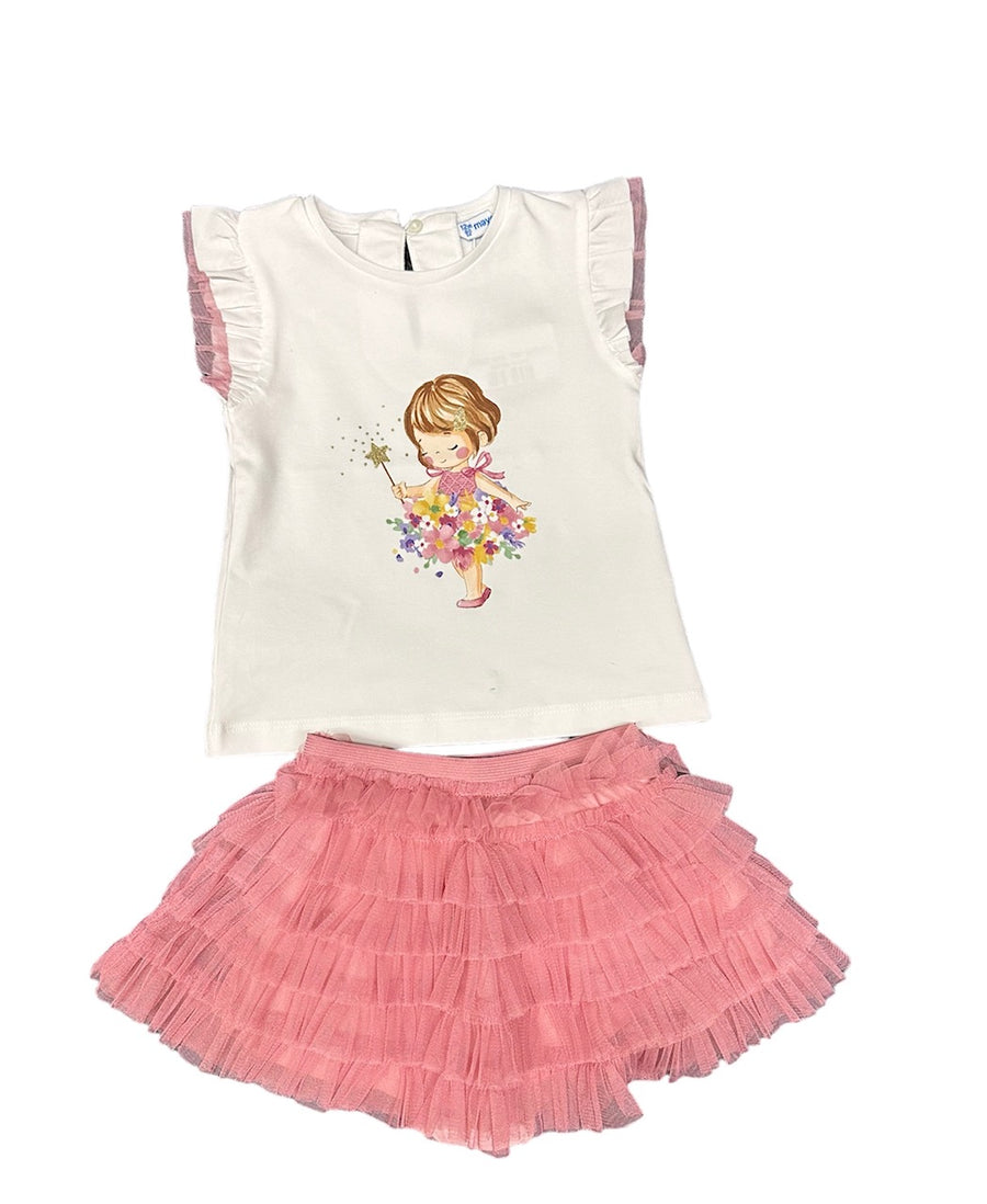 SWEET GIRL TOP WITH BLUSH TUTU SKORT - Pink and Brown Boutique