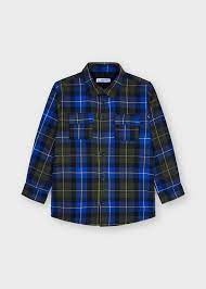 MULTI BLUE PLAID BUTTON COLLAR SHIRT