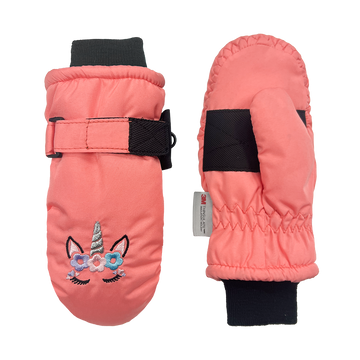 Unicorn Embroidered Tusser Ski Mitten