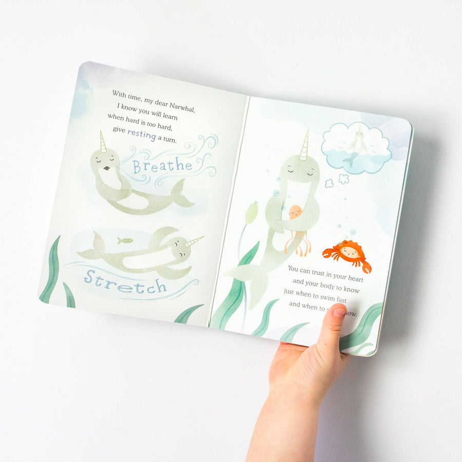Narwhal Snuggler + Intro Book - Growth Mindset - Pink and Brown Boutique