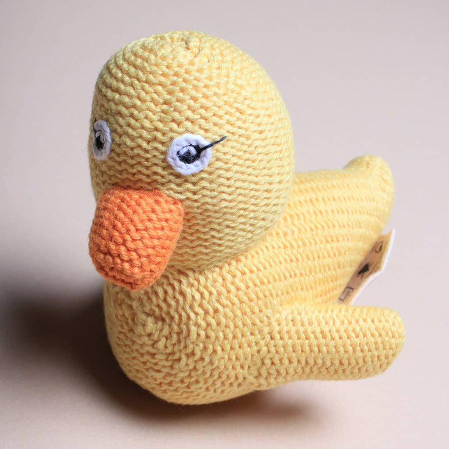 Baby Rattle Duck Toy (Handmade) - Pink and Brown Boutique