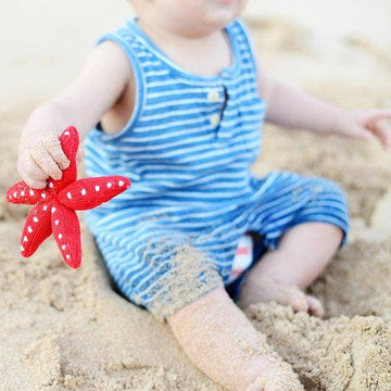 Organic Starfish Rattle Baby Toy (Handmade) - Pink and Brown Boutique