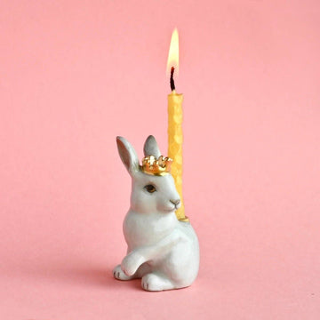 Royal White Rabbit Cake Topper - Pink and Brown Boutique