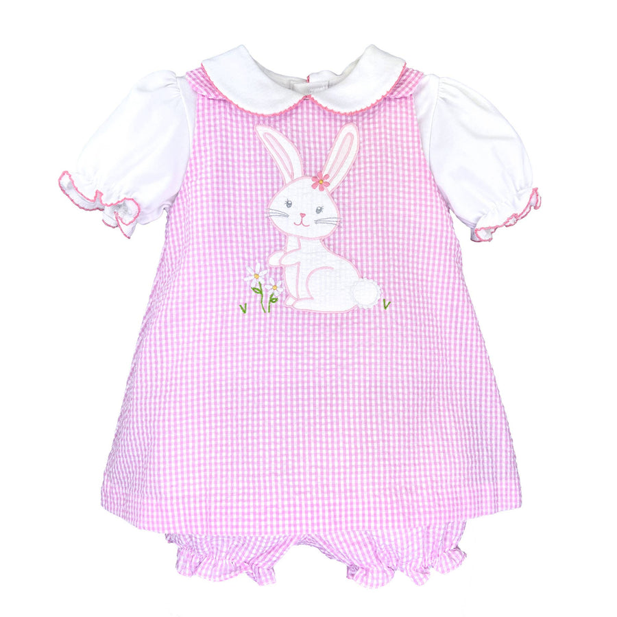 Dress with Bunny Applique - Pink and Brown Boutique