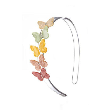 Butterflies Pearlized Pastel Shades Headband - Pink and Brown Boutique