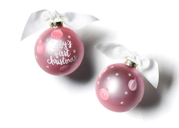 Pink Baby's First Christmas Glass Ornament - Pink and Brown Boutique