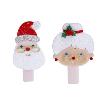 Santa Claus + Mrs. Claus Alligator Clips - Pink and Brown Boutique