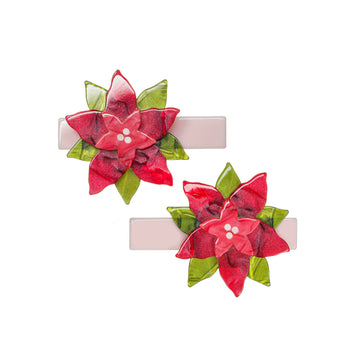 Poinsettia Red Pearlized Alligator Clips - Pink and Brown Boutique