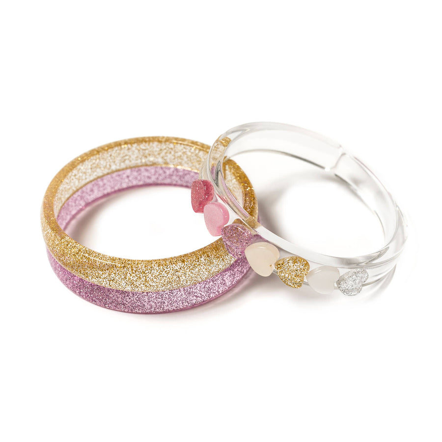 Centipede Heart Pearl Shades Bangle Set - Pink and Brown Boutique