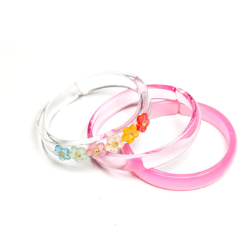 Colors Flowers + Pink Bangle (Set of 3) - Pink and Brown Boutique