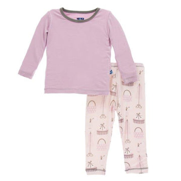 Bamboo Pajama Set in Paris Shopping - Pink and Brown Boutique