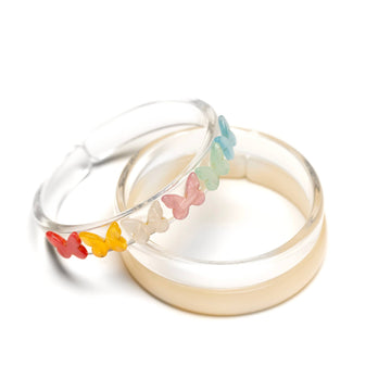 Butterfly Pearl Pastel Shades Bangles (Set/3) - Pink and Brown Boutique