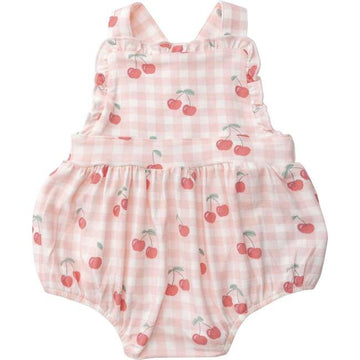 Cherry sunsuit bamboo - Pink and Brown Boutique