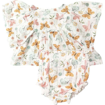 Pretty Butterflies top and bloomer with ruffle - Pink and Brown Boutique