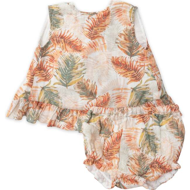 Palm Leave top and bloomer with ruffle - Pink and Brown Boutique