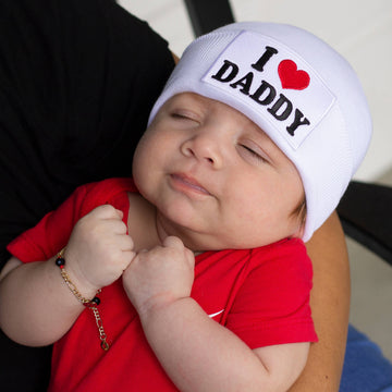 I Love Daddy Newborn Baby Hat - Pink and Brown Boutique