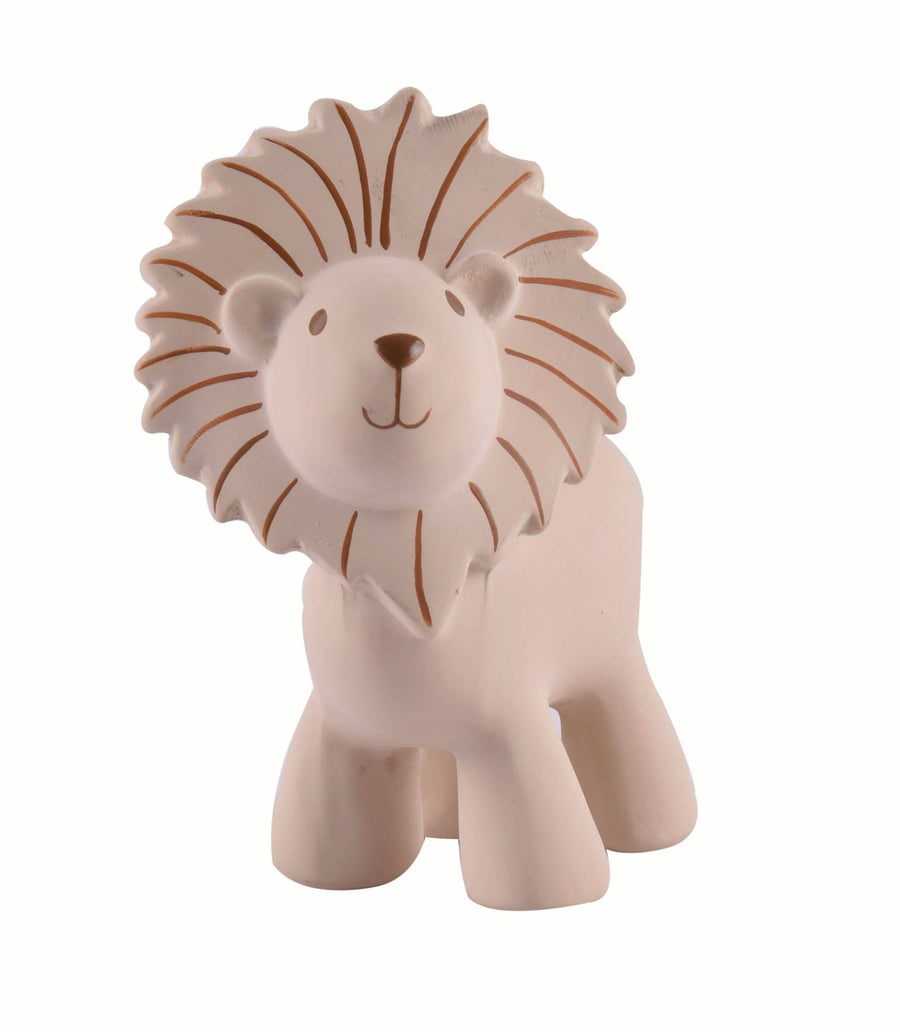 Lion Natural Organic Rubber Rattle, Teether & Bath Toy - Pink and Brown Boutique