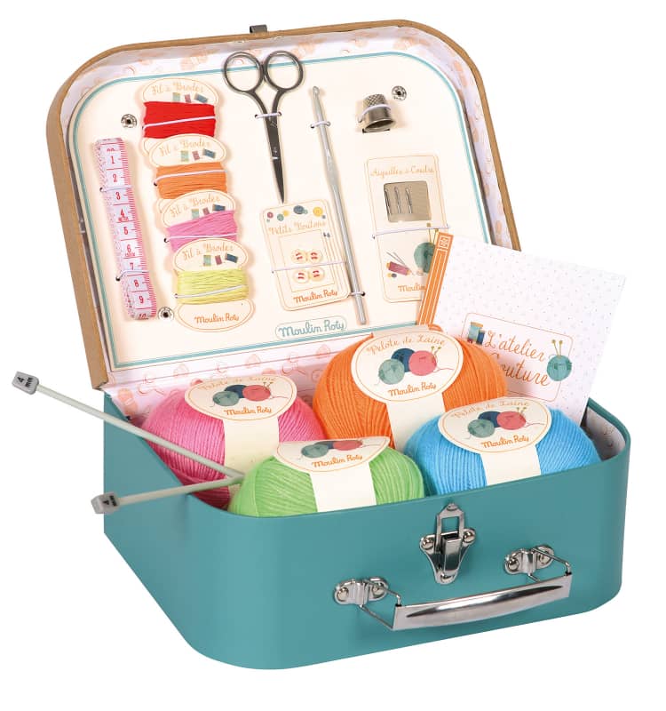 Suitcase Sewing & Knitting Set - Pink and Brown Boutique