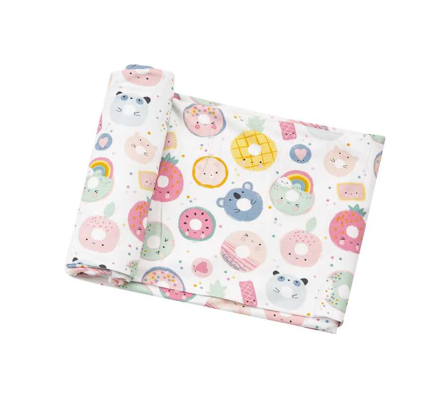 donut smile bamboo swaddle blanket - Pink and Brown Boutique