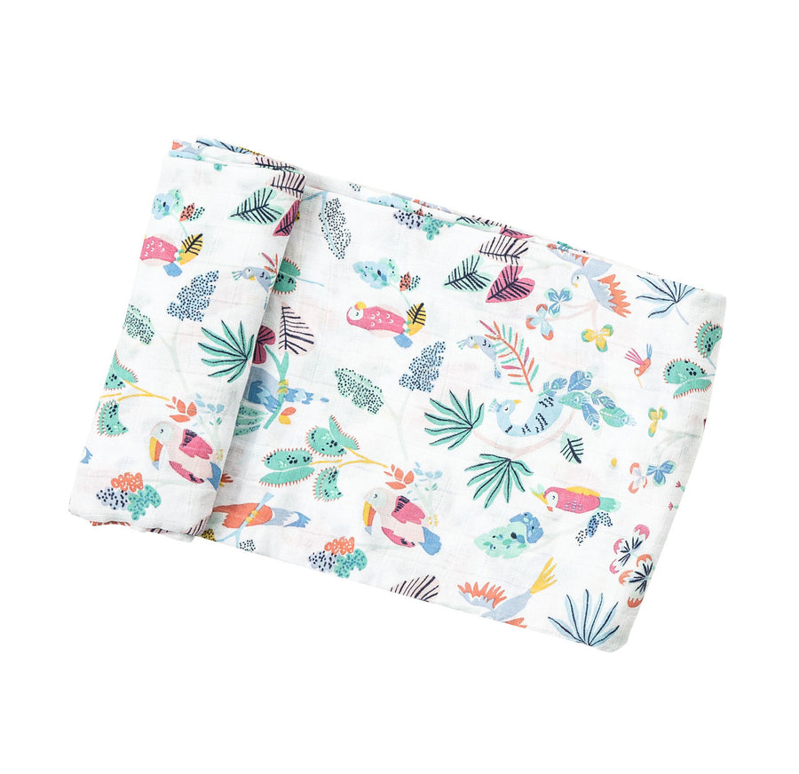 tropical birds swaddle blanket - Pink and Brown Boutique