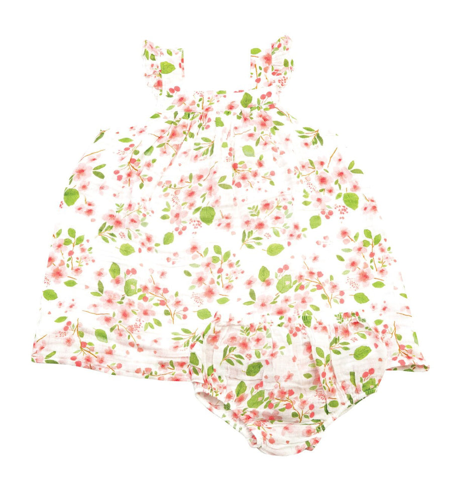 cherry blossom dress and diaper cover - Pink and Brown Boutique