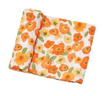 poppies swaddle blanket - Pink and Brown Boutique