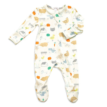 farm zipper footie - Pink and Brown Boutique