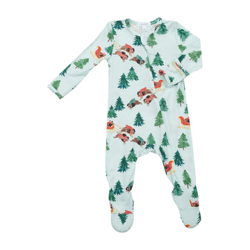 winter bison zipper footie - Pink and Brown Boutique