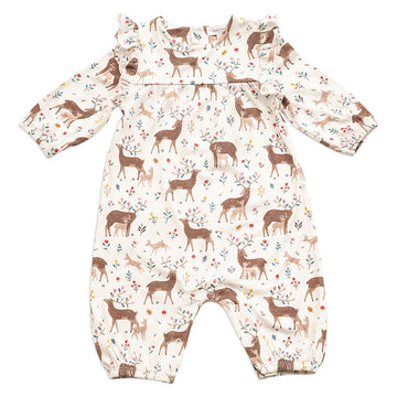 little deer ruffle long sleeve romper - Pink and Brown Boutique