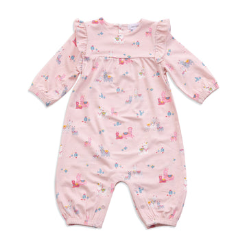 llama ruffle long sleeve romper - Pink and Brown Boutique
