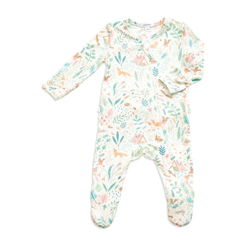 woodland ruffle zipper footie - Pink and Brown Boutique