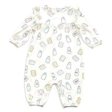 milk & cookies ruffle long sleeve romper - Pink and Brown Boutique