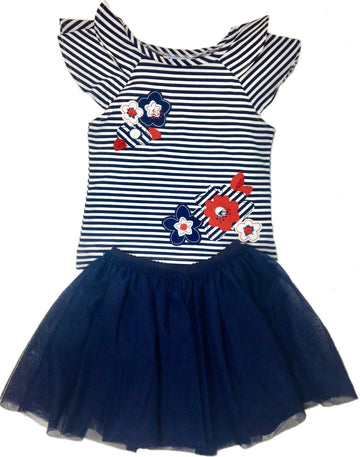 navy stripe skirt set - Pink and Brown Boutique
