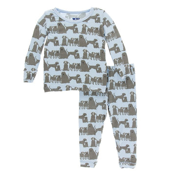 Bamboo Pajama set in London Dogs - Pink and Brown Boutique