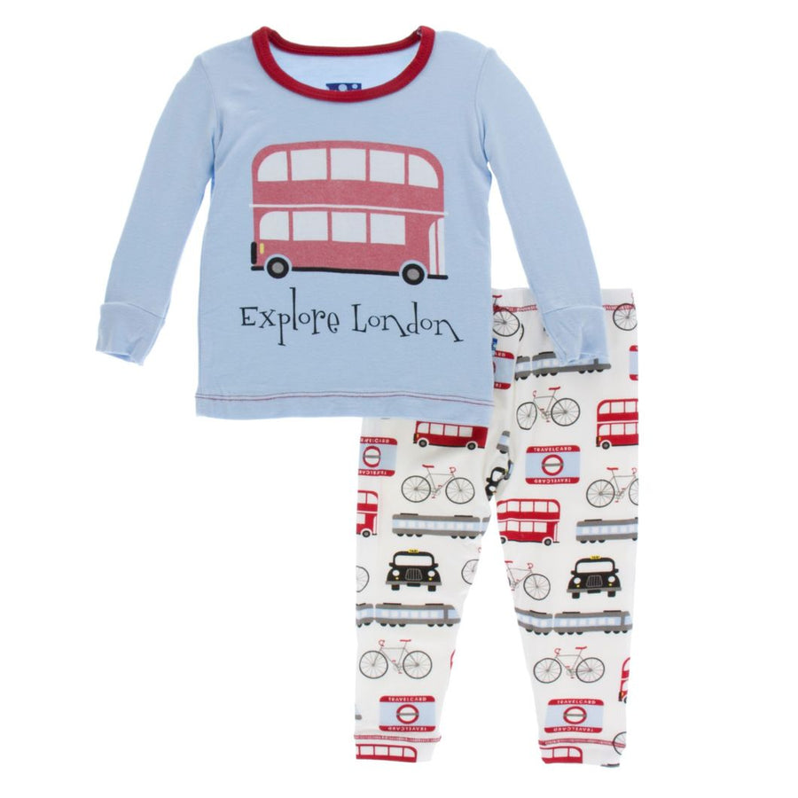 bamboo pajama set in london transport - Pink and Brown Boutique