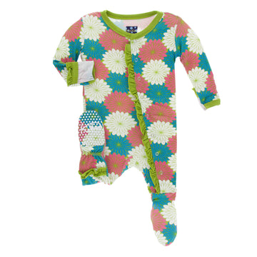 ruffle footies in tropical flowers - Pink and Brown Boutique