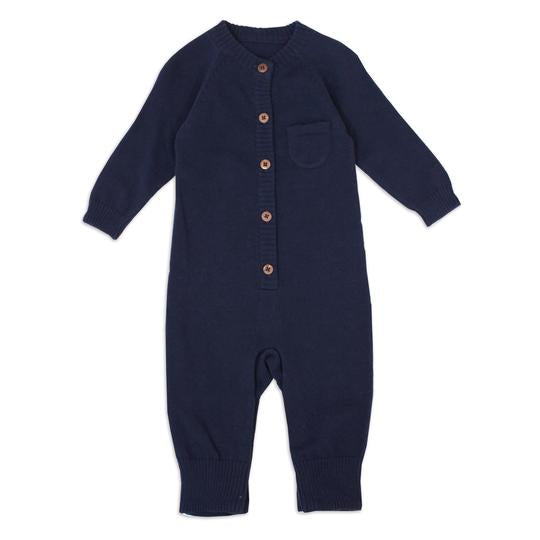 Navy Organic Romper - Pink and Brown Boutique