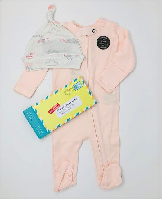 Organic Footie Baby Gift Set - Pink and Brown Boutique