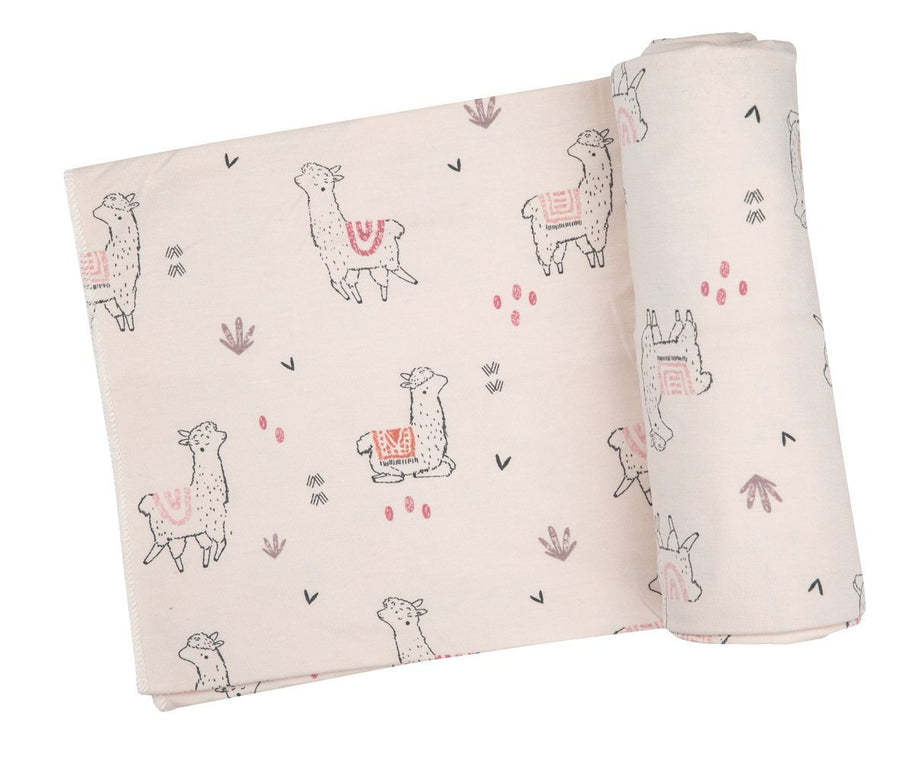 PINK LLAMA bamboo swaddle blanket - Pink and Brown Boutique
