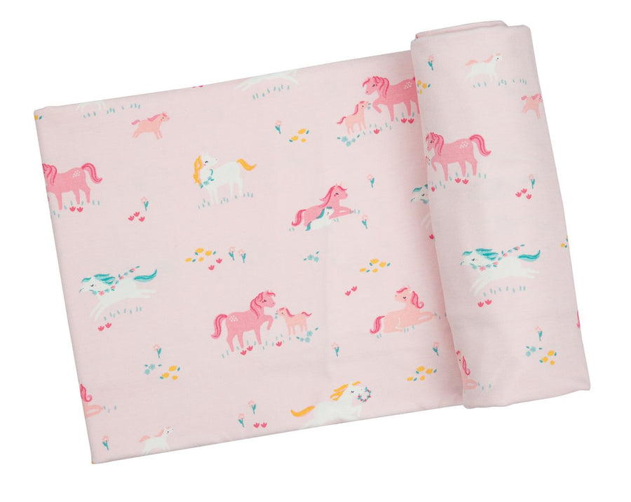 GIRL PONY bamboo swaddle blanket - Pink and Brown Boutique