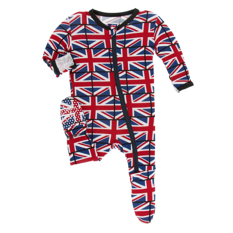 union jack zipper footie - Pink and Brown Boutique
