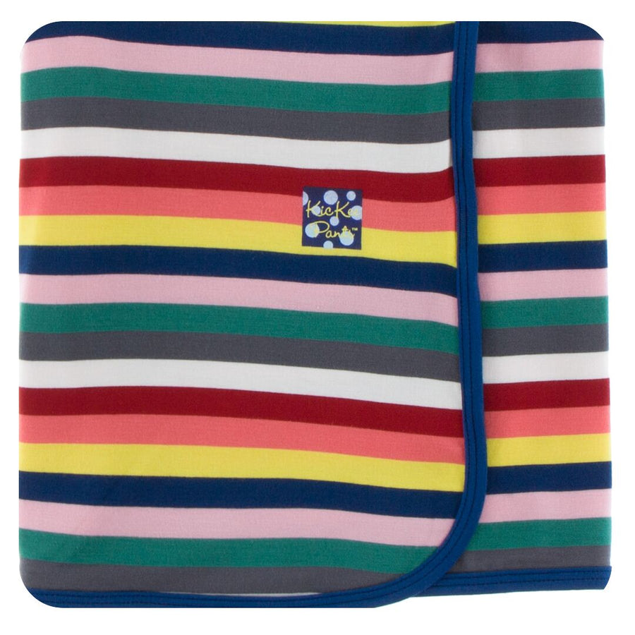 Bamboo Swaddling Blanket in bright london stripe - Pink and Brown Boutique