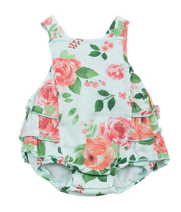 rose garden ruffle sunsuit - Pink and Brown Boutique