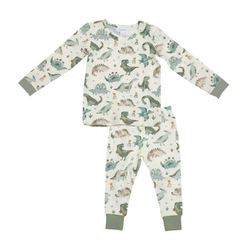 crayon dinosaur Bamboo Pajama - Pink and Brown Boutique